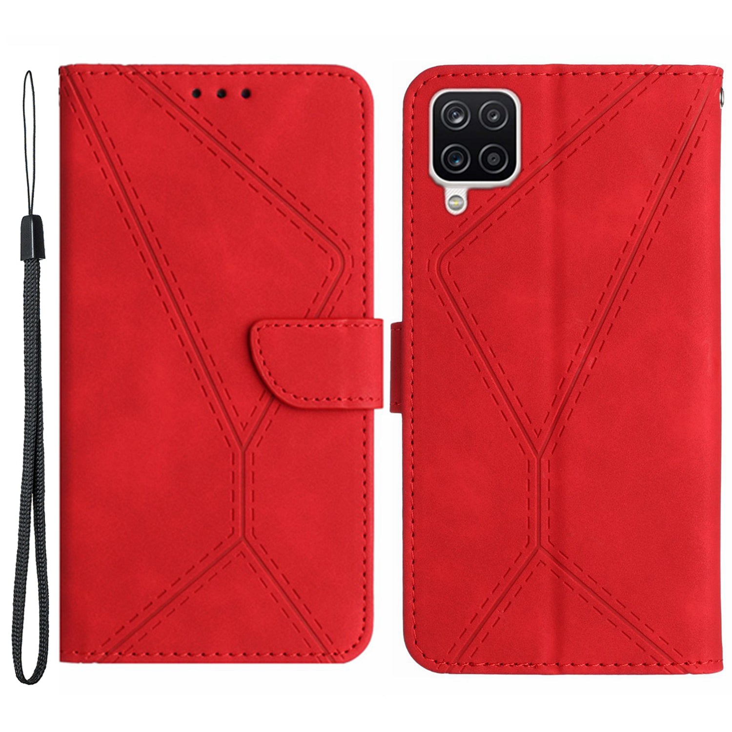 HT05 For Samsung Galaxy A22 4G (EU Version) PU Leather Stand Cover Skin-touch Imprinted Line Wallet Phone Case HT05 For Samsung Galaxy A22 4G (EU Version) PU Leather Stand Cover Skin-touch Imprinted Line Wallet Phone Case